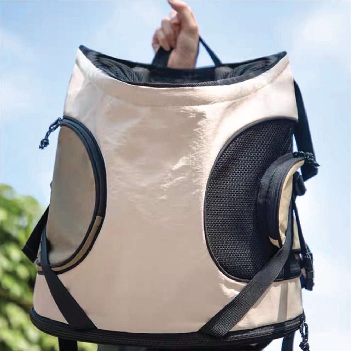 Pawsitivity's Front Chest Pet Carrier: Luxury Support Pet Backpack, crafted with waterproof Oxford fabric, reinforced with a composite fiber board, and lined with high-density pearl cotton, our bag merges style with durability. The lightweight design and breathable mesh guarantee your pet travels in luxury.