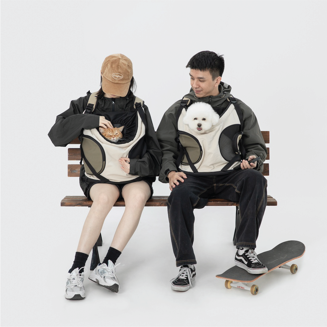 Shop Pawsitivity's Front Chest Pet Carrier: Luxury Support Pet Backpack, features double shoulder straps, a waist strap for stability, and an X-shaped cross for unbeatable support. The ergonomic design ensures a joyful outing for both you and your pet. Order Yours Today!