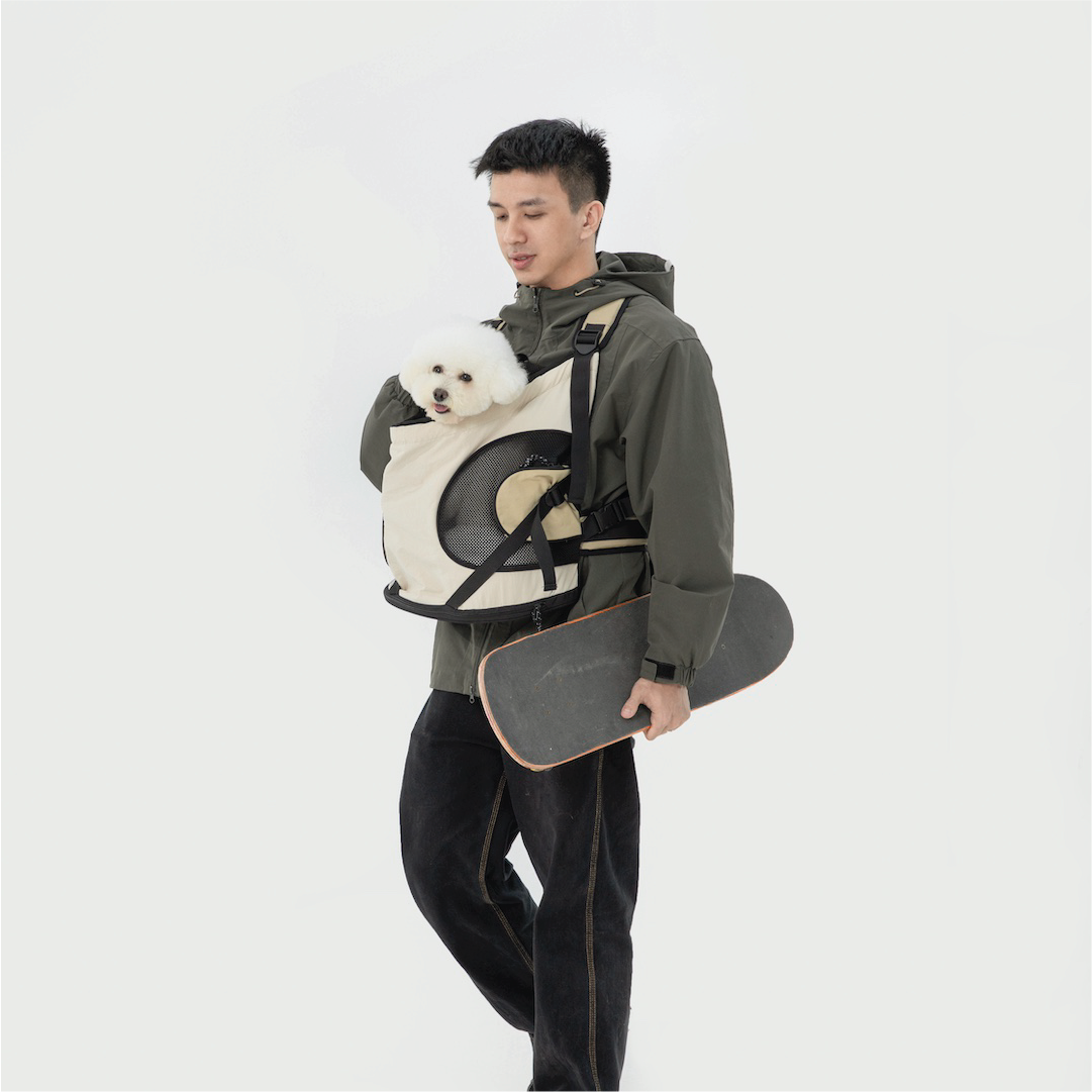 Shop Pawsitivity's Front Chest Pet Carrier: Luxury Support Pet Backpack, features double shoulder straps, a waist strap for stability, and an X-shaped cross for unbeatable support. The ergonomic design ensures a joyful outing for both you and your pet. Order Yours Today!