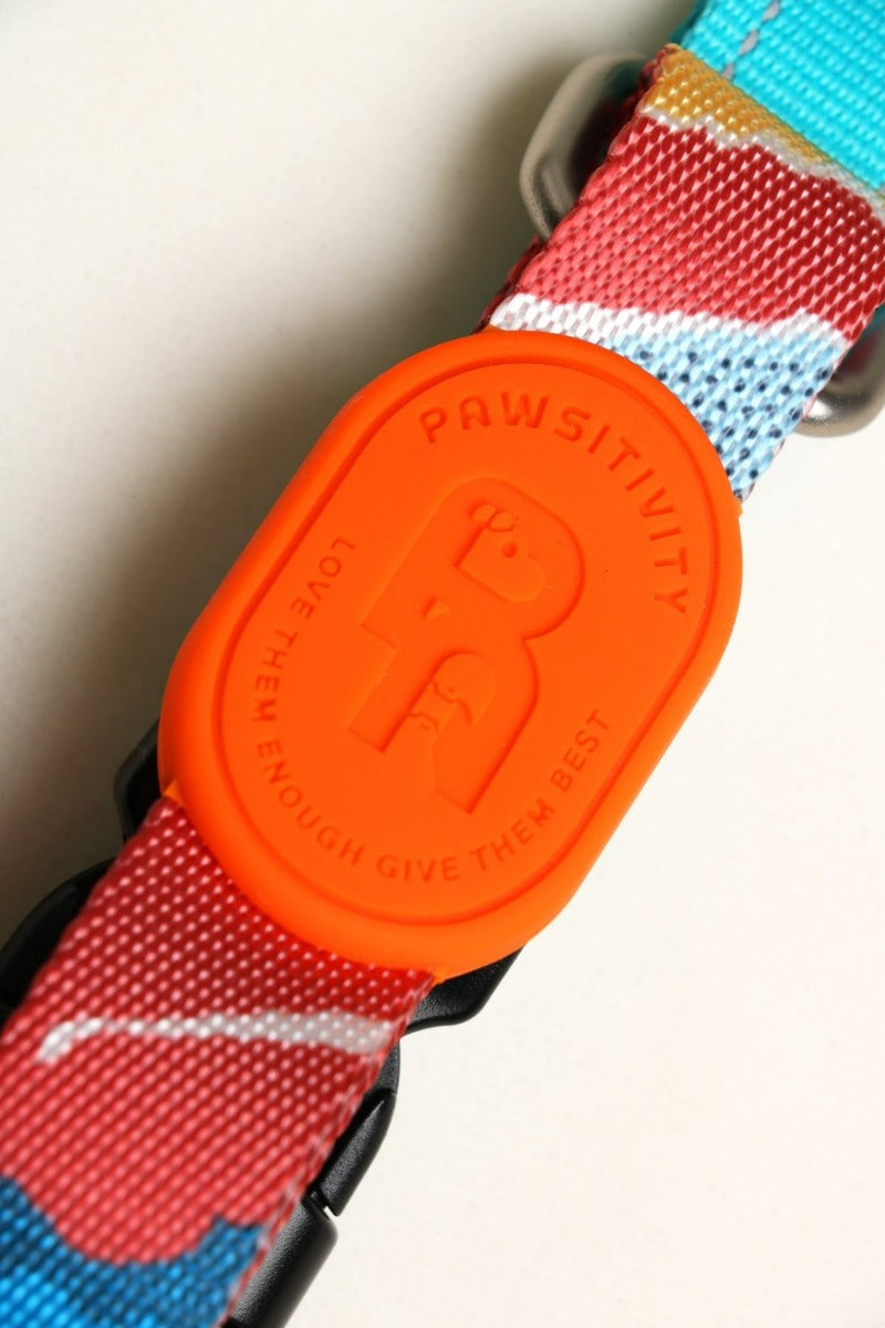 Pawsitivity's Hands-Free Multi-Functional Dog Leash in Sunrise Adventure - Enjoy Long, Short, Waist, and Shoulder Carry Options, Cushioned Spring Absorbs Jerks, Reliable Sturdy Buckle. Order Yours Today!