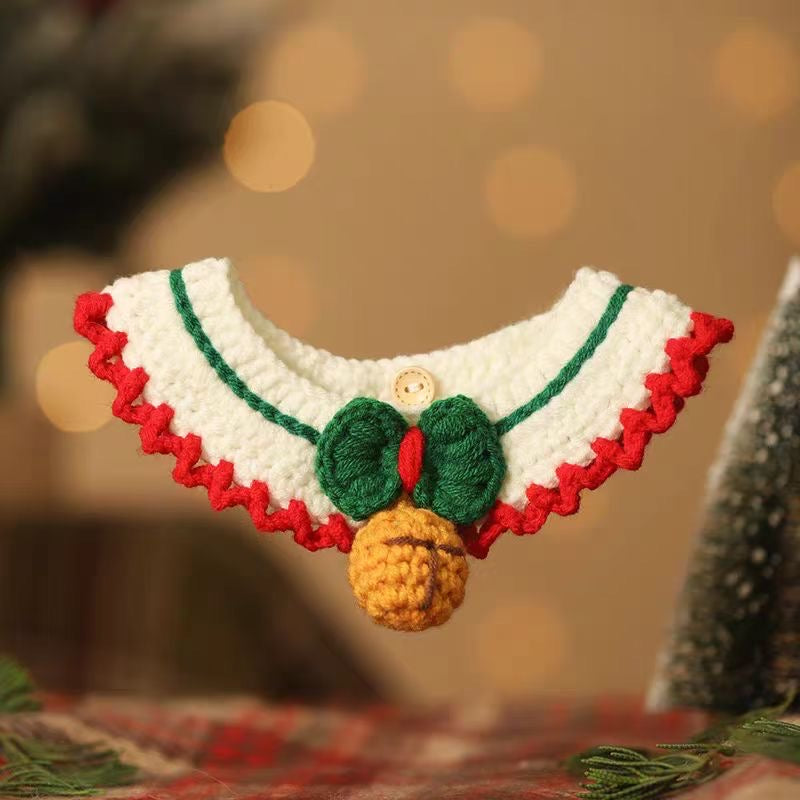 Christmas Green Bowtie Collar: Wrap Your Pet in Warmth and Style with Pawsitivity Handmade Knit Accessories