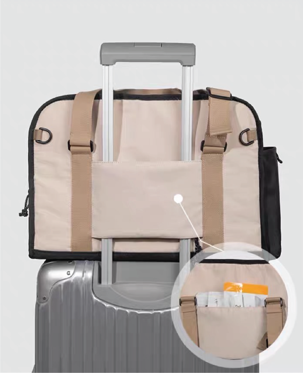 Pawsitivity's Pet Carrier: Airline-compliant travel bag for your dogs and cats. Back pocket for attachment to suitcase handles Suitable for 24-28 inch suitcases, serves as additional storage pocket. Order Yours Today!