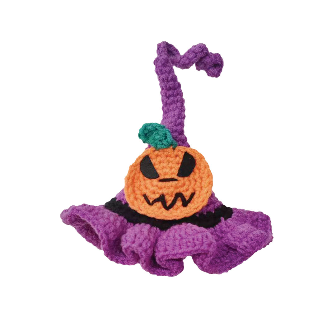 Halloween Special Purple Pumpkin Hat-Wear: Wrap Your Pet in Warmth and Style with Pawsitivity Handmade Knit Accessories